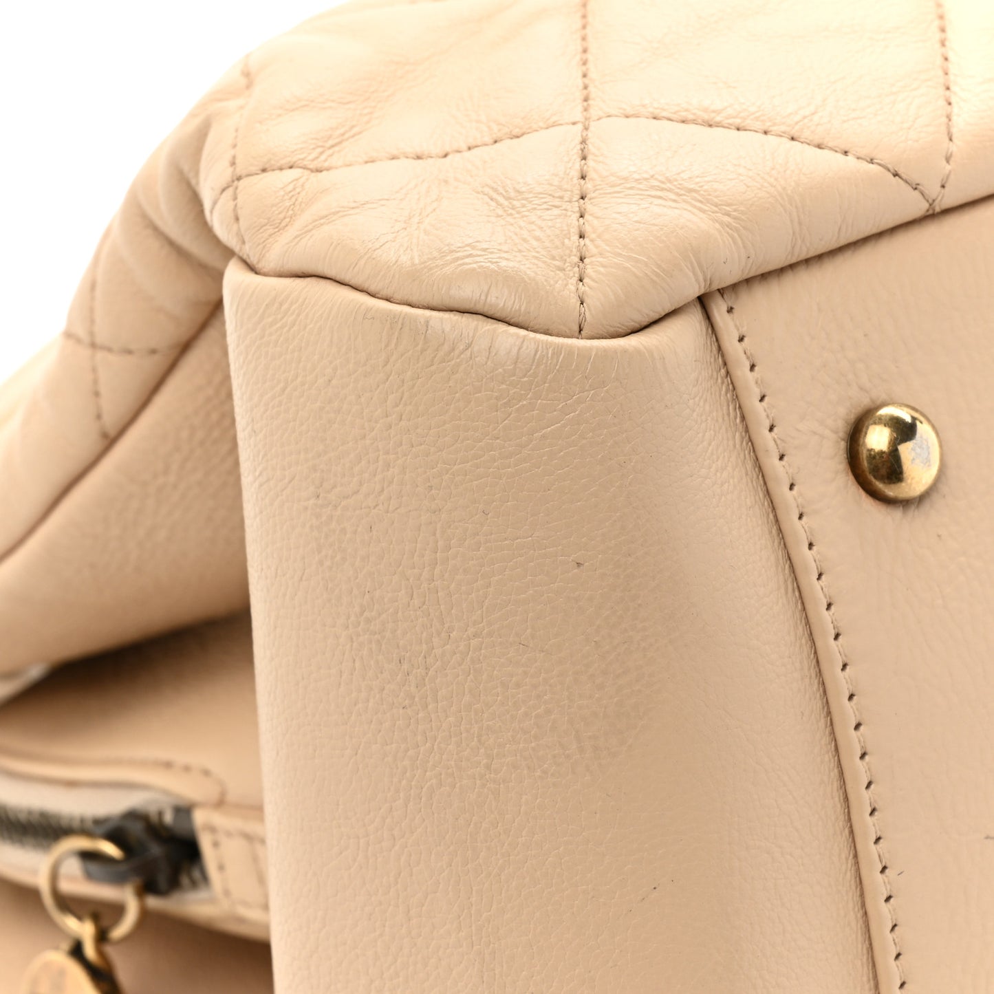 Calfskin Quilted Large CC Crown Tote Beige