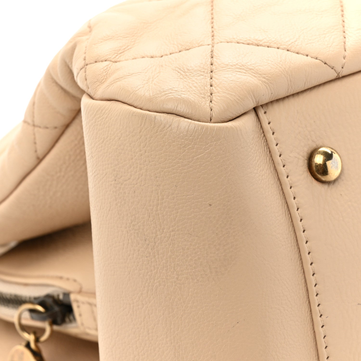 Chanel Calfskin Quilted Large CC Crown Tote Beige 16 of 18