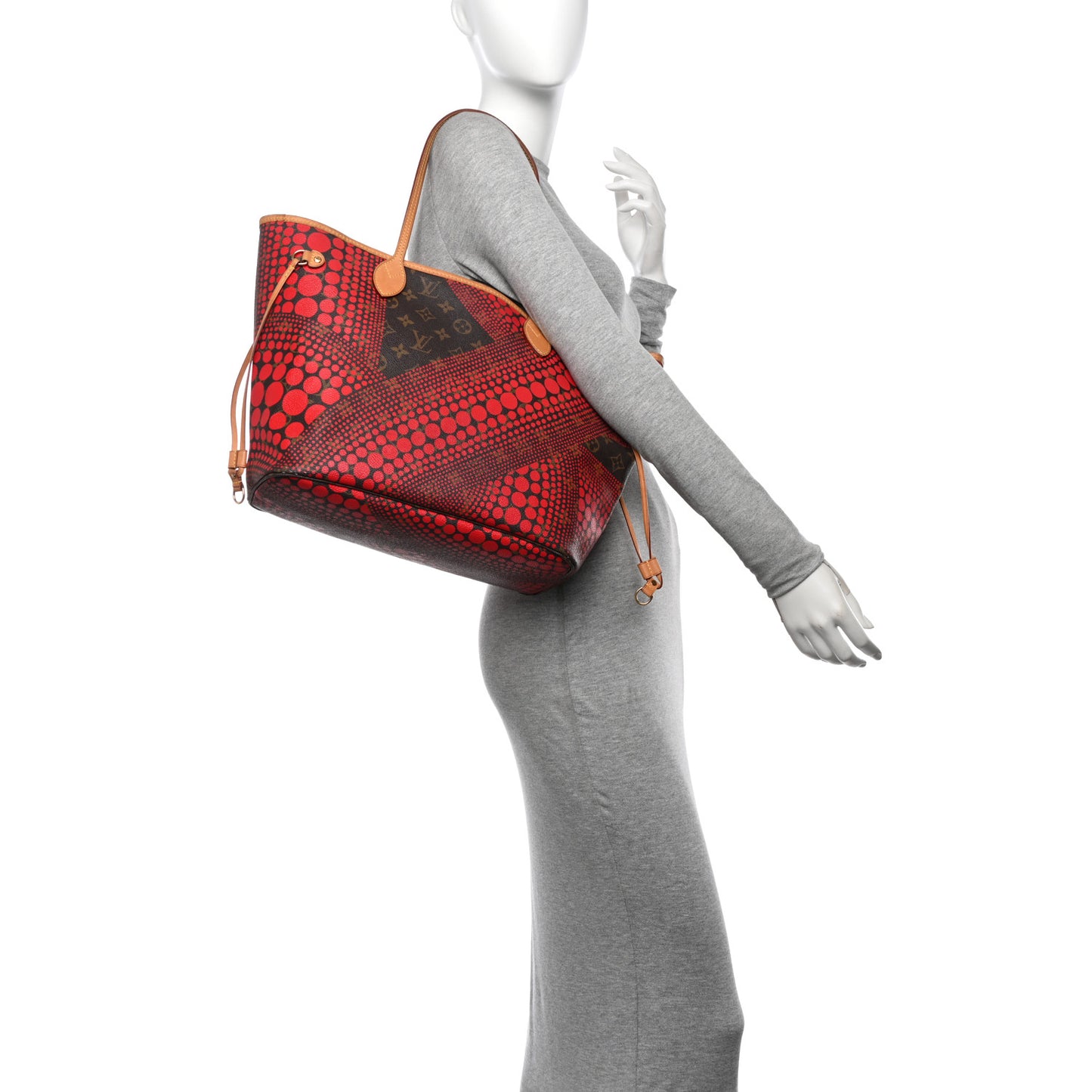 Monogram Kusama Waves Neverfull MM Red