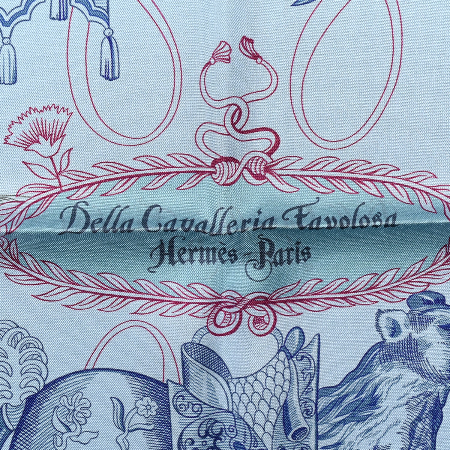 Hermes Silk Della Cavalleria Favolosa Reversible Scarf 90 Azure Bleu Petrole 2 of 6