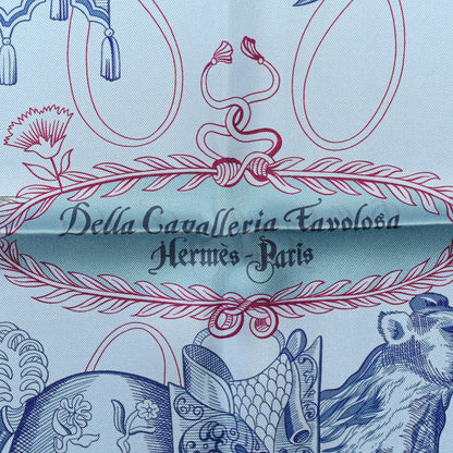 Hermes Silk Della Cavalleria Favolosa Reversible Scarf 90 Azure Bleu Petrole 2 of 6