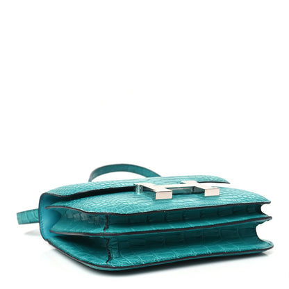Hermes Matte Alligator Constance 18 Bleu Paon 4 of 10