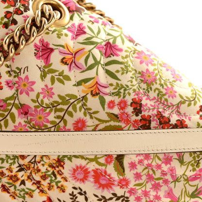 Gucci Cotton Calfskin Matelasse Floral Print Small GG Marmont Shoulder Bag Ivory Pink 10 of 10