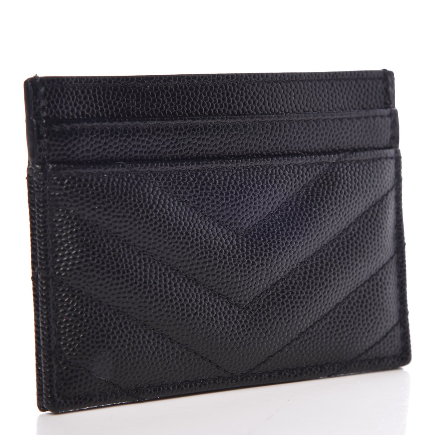 Grain De Poudre Matelasse Chevron Monogram Credit Card Case Black