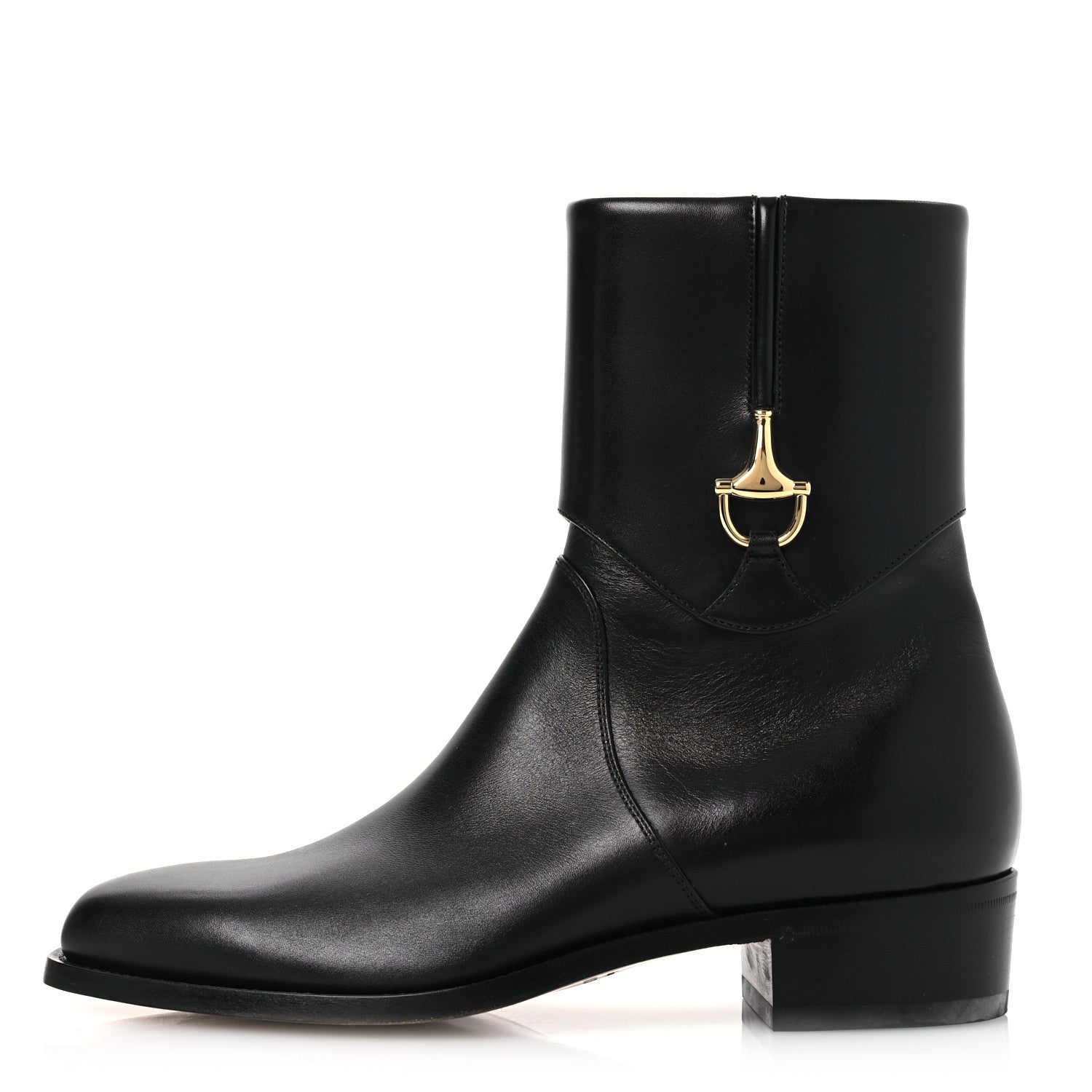 Gucci Calfskin Horsebit Mens Elizabeth Ankle Boots 8 Black 1 of 13