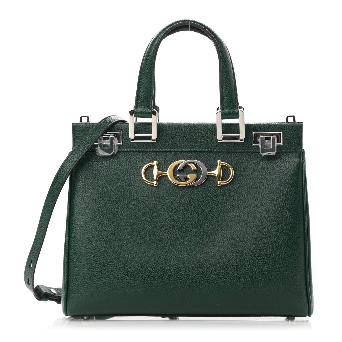 Posillipo Grain Calfskin Small Zumi Top Handle Bag Vintage Green