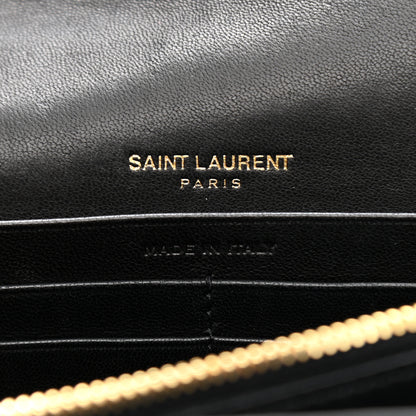 Saint Laurent Lambskin Matelasse Monogram Vicky Chain Wallet Black 6 of 11