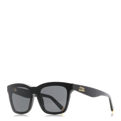 Louis Vuitton Acetate Nylon LV Script Square Sunglasses Z2970W Black 1 of 8