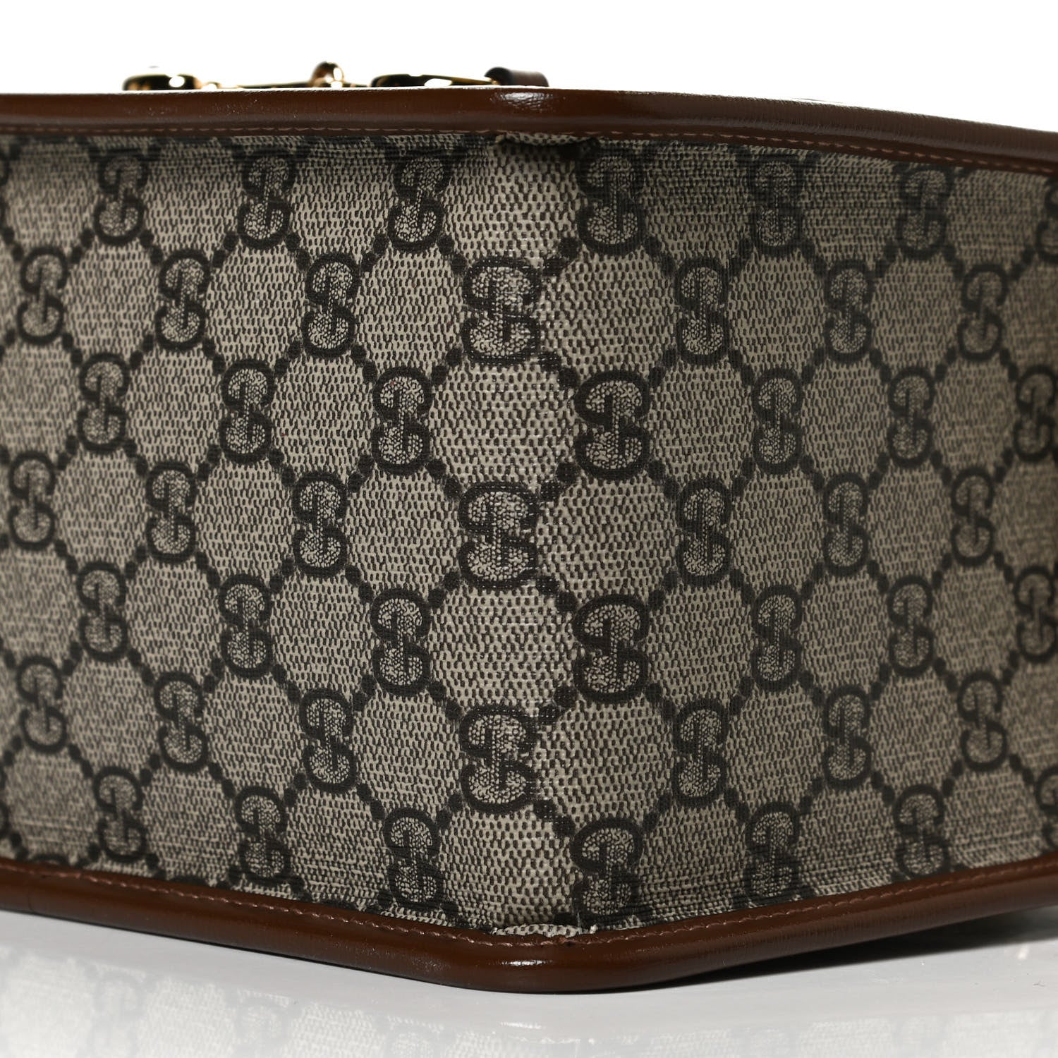 Gucci GG Supreme Monogram Azalea Calfskin Mini Horsebit 1955 Foldover Top Handle Bag Beige Ebony Brown Sugar 11 of 13