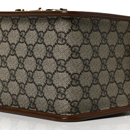 Gucci GG Supreme Monogram Azalea Calfskin Mini Horsebit 1955 Foldover Top Handle Bag Beige Ebony Brown Sugar 11 of 13