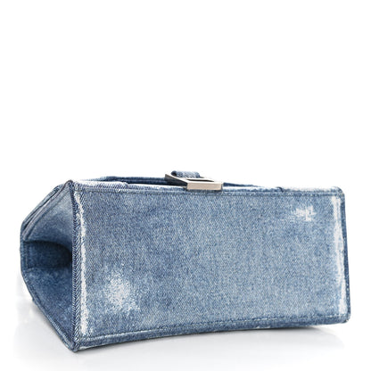 Balenciaga Nappa Denim Printed Small Hourglass Top Handle Bag Denim Blue 4 of 11