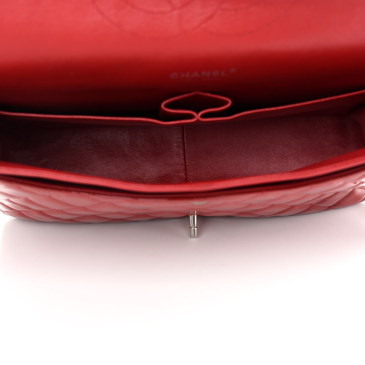 Patent Quilted Maxi Double Flap Red