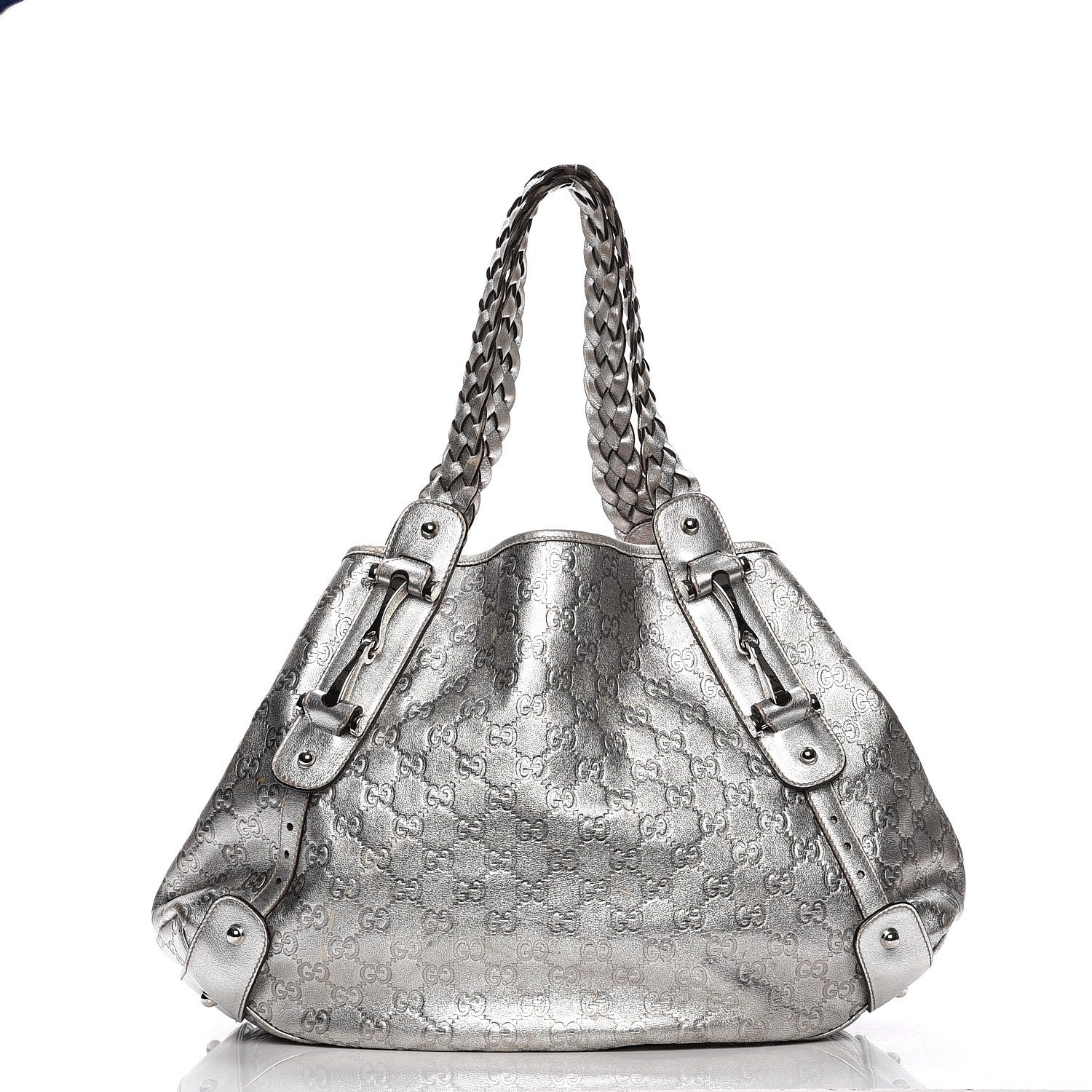 Gucci Metallic Guccissima Medium Pelham Shoulder Bag Silver 1 of 7