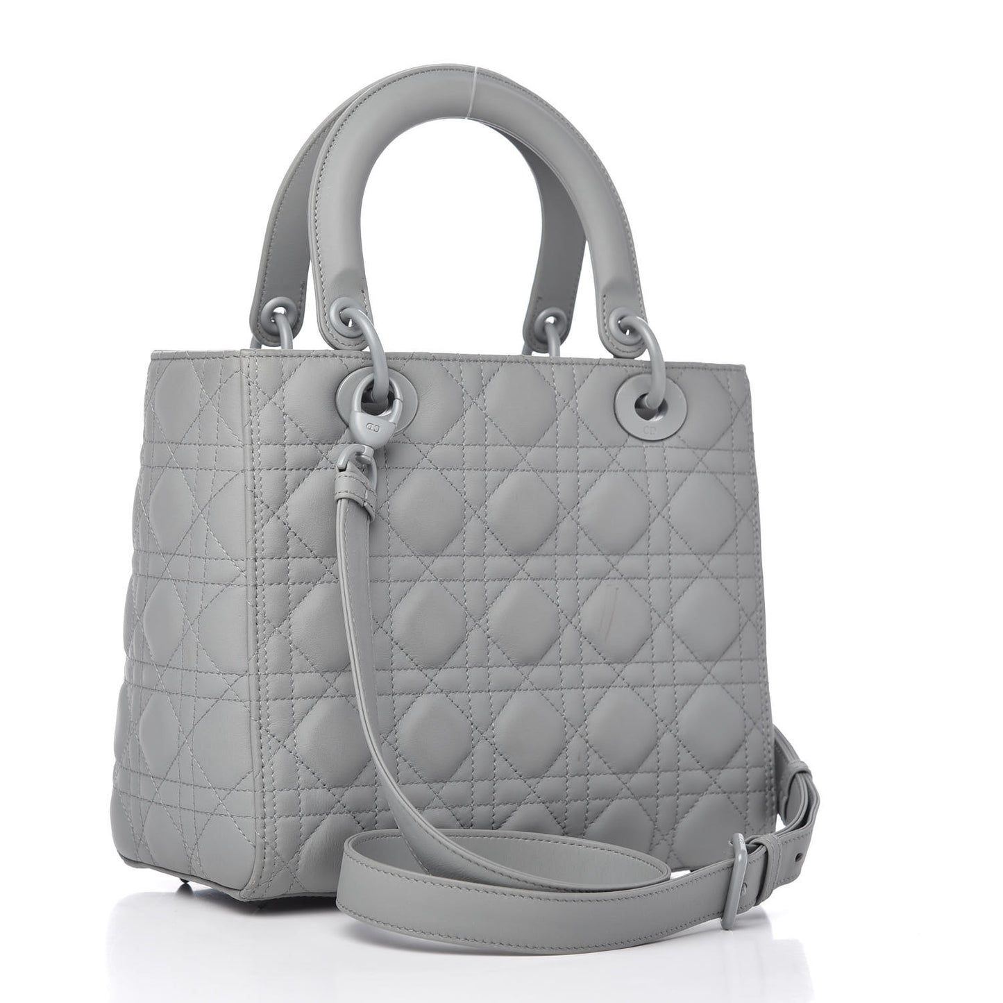 Ultra Matte Calfskin Cannage Medium Lady Dior Grey Stone