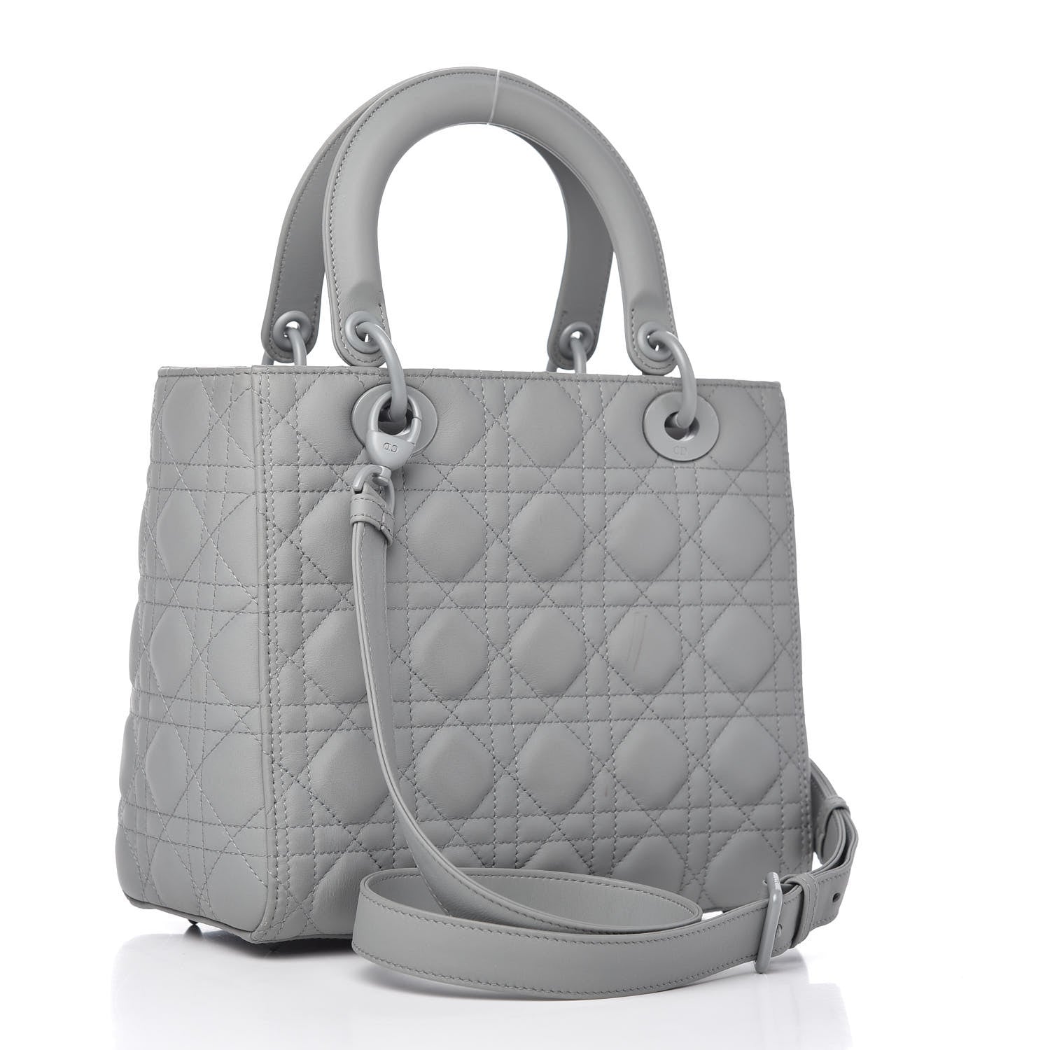 Christian Dior Ultra Matte Calfskin Cannage Medium Lady Dior Grey Stone 3 of 11