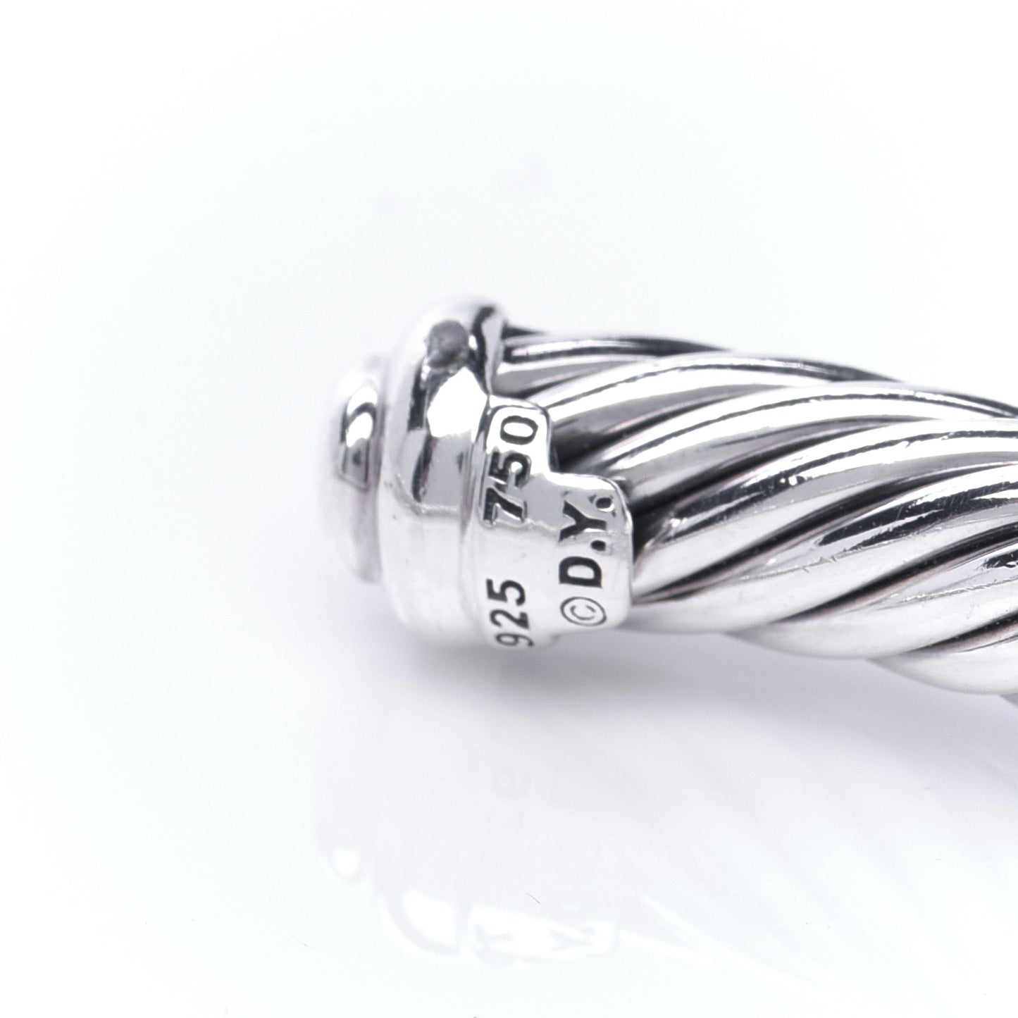 Sterling Silver 18K White Gold Diamond 7mm Cable Classics Station Bracelet