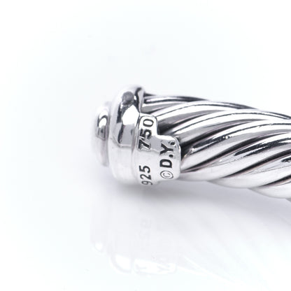 David Yurman Sterling Silver 18K White Gold Diamond 7mm Cable Classics Station Bracelet 5 of 5