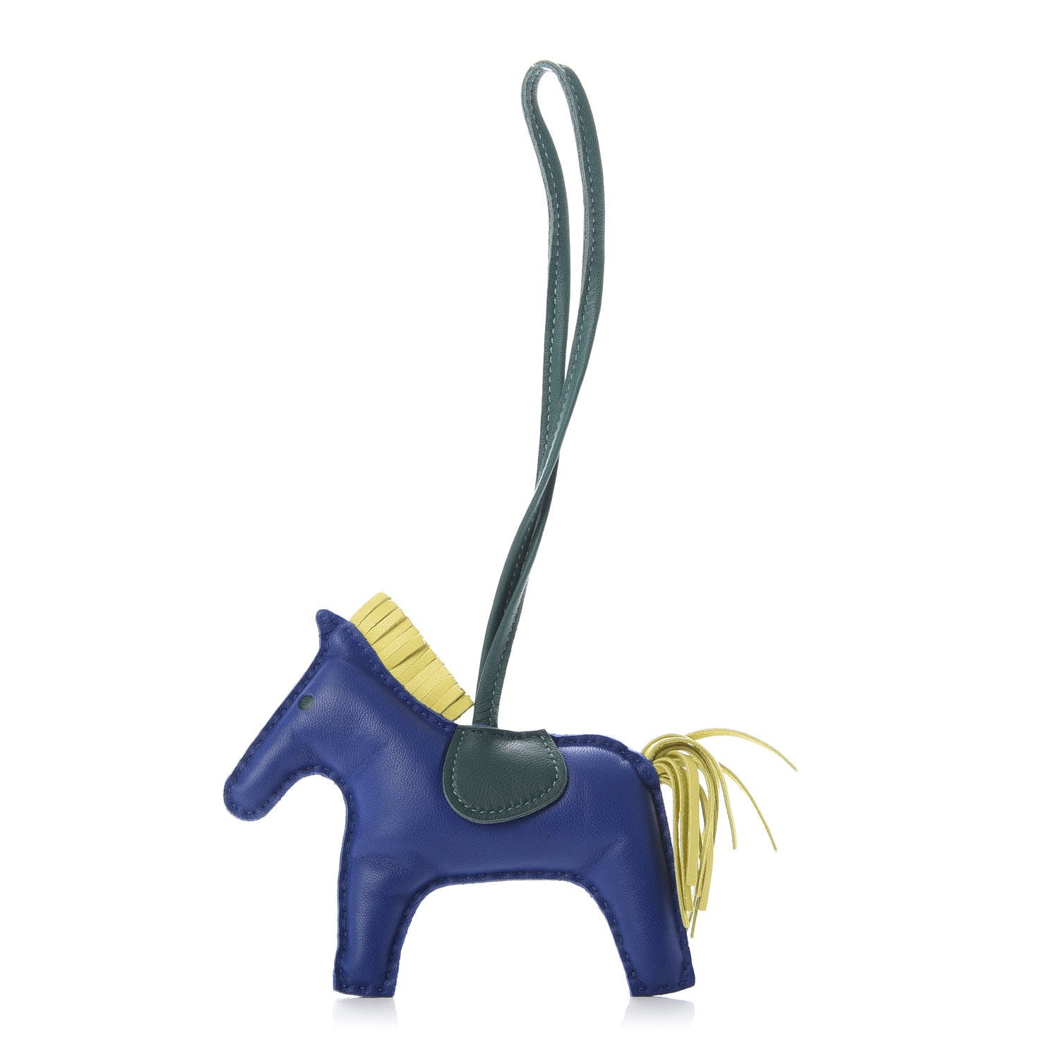 Hermes Milo Lambskin Grigri Rodeo Horse Bag Charm MM Bleu Electrique Lime Vert Fonce 1 of 3