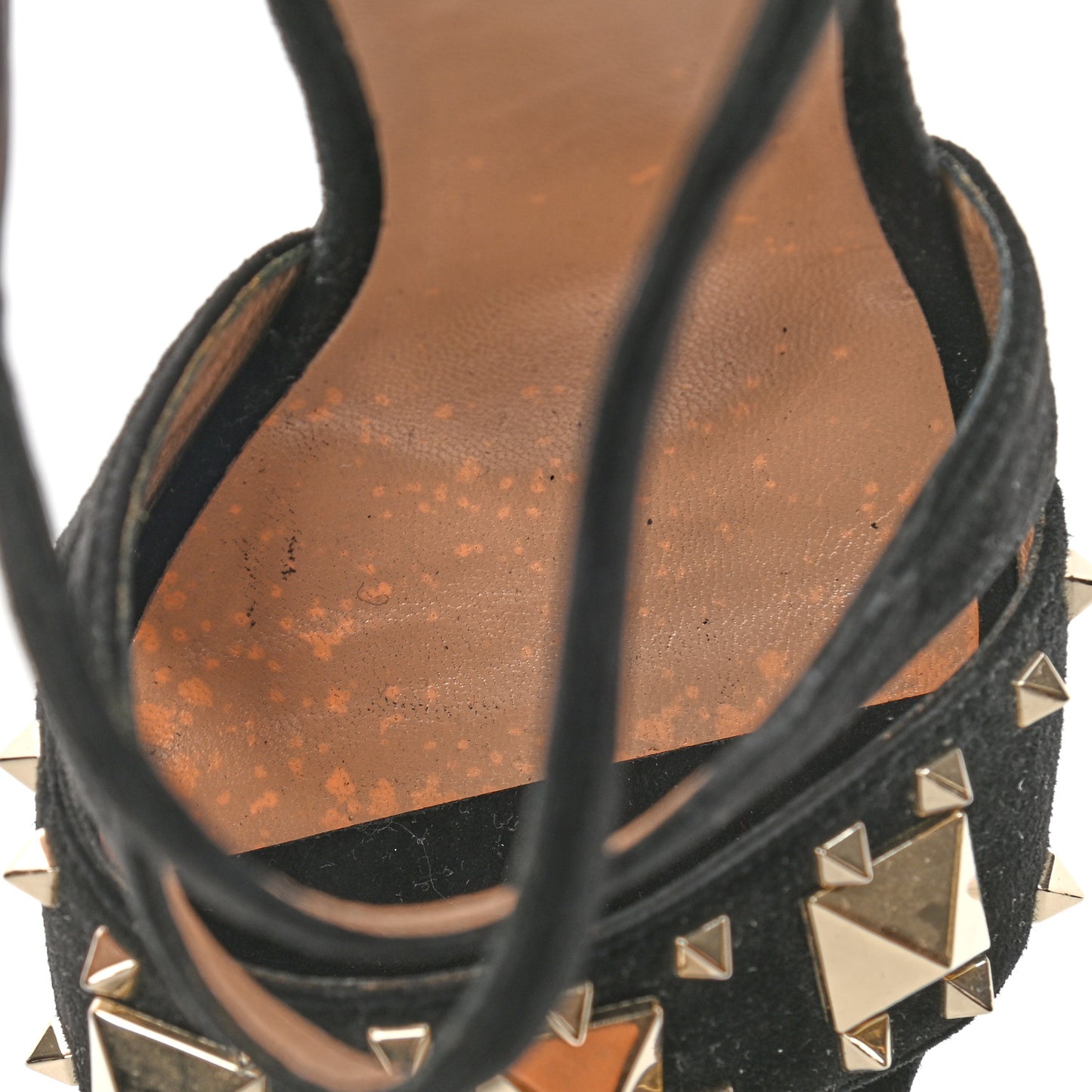 Suede Rockstud Lovestud Ankle Strap 100 Sandals 36.5 Black