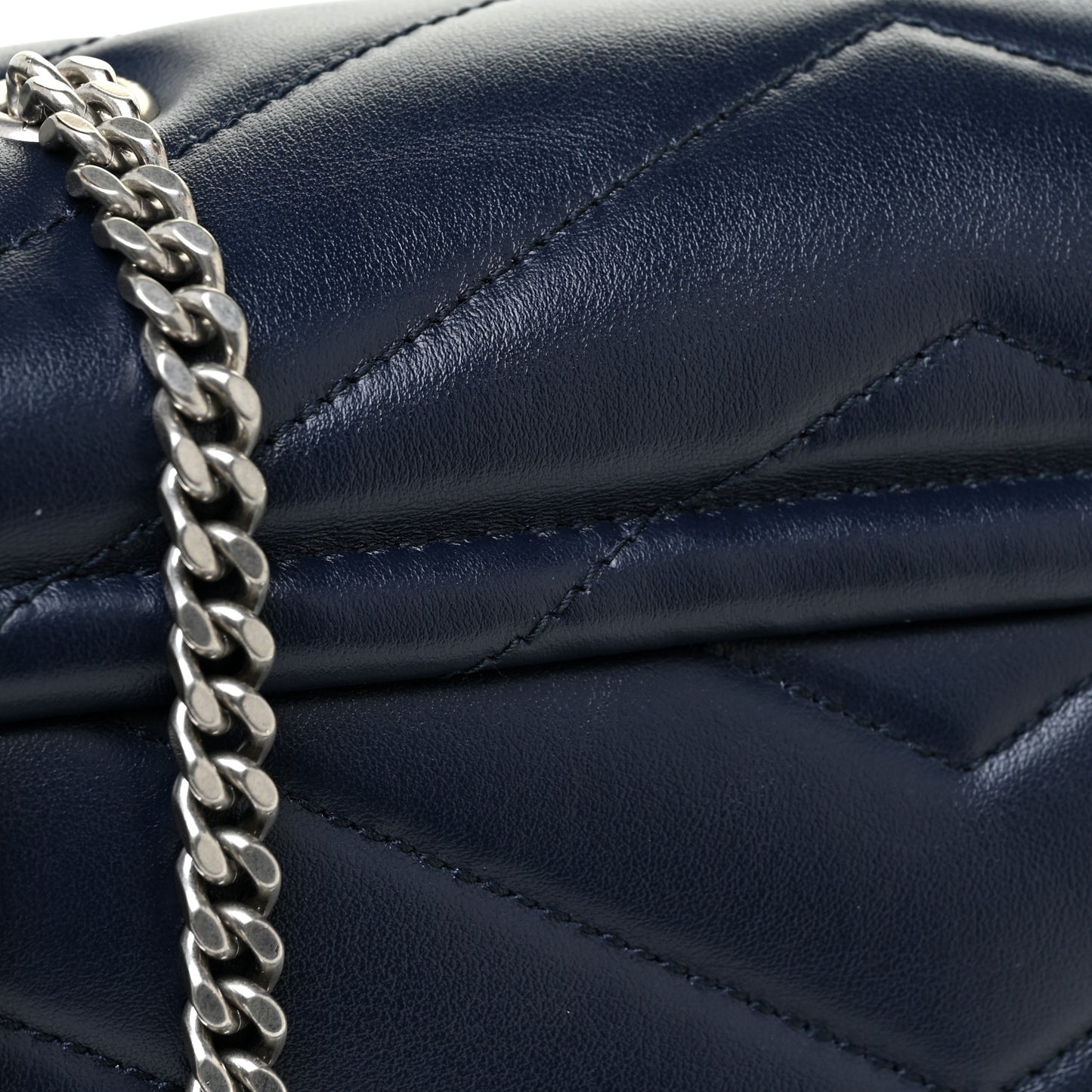 Calfskin Y Quilted Monogram Small Loulou Chain Satchel Deep Marine