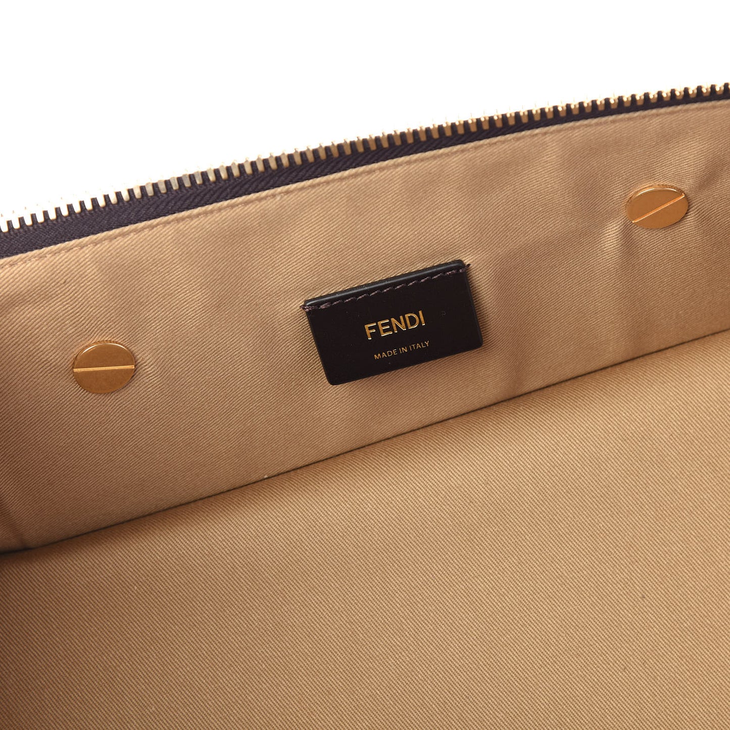 Glazed Fabric FF 1974 Karligraphy Small Travel Bag Mogano Panna