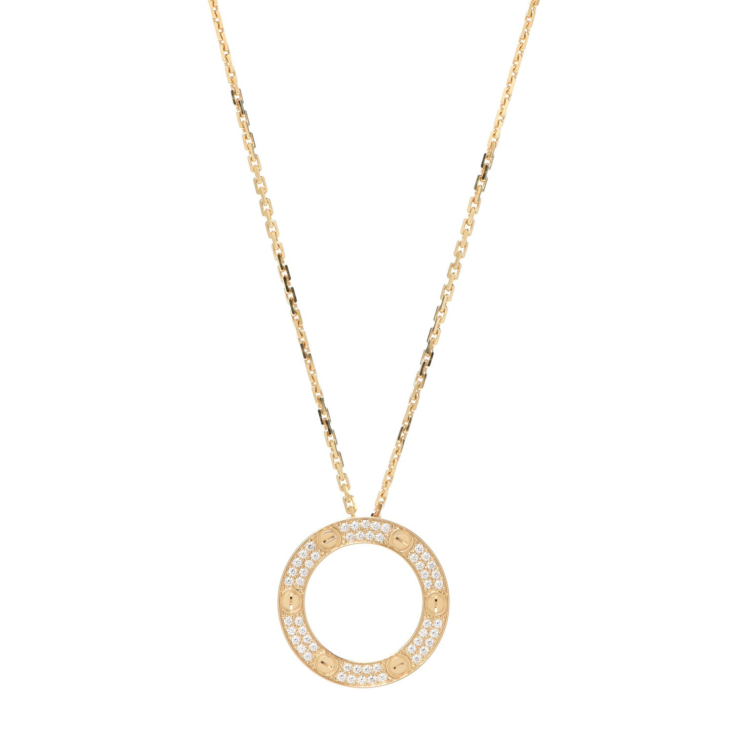 18K Yellow Gold Diamond LOVE Paved Necklace