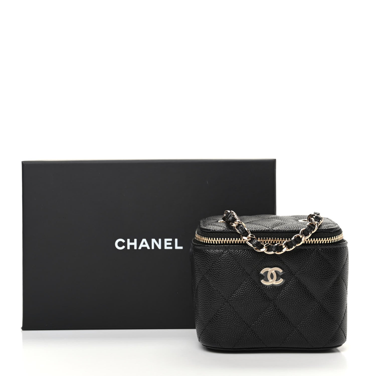 Chanel Caviar Quilted Mini Vanity Case With Chain Black 10 of 10