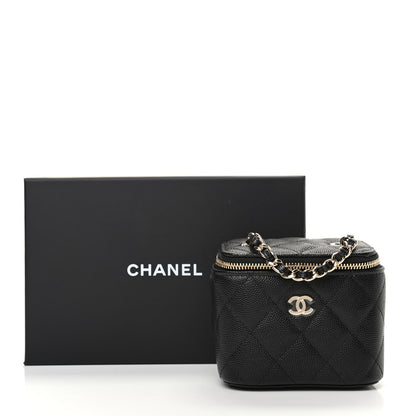 Chanel Caviar Quilted Mini Vanity Case With Chain Black 10 of 10