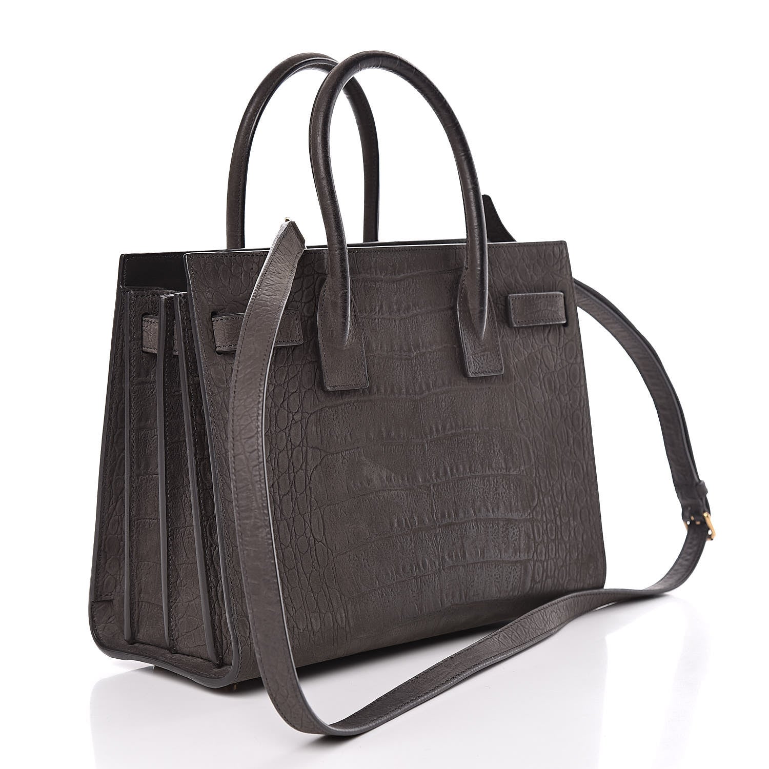 Saint Laurent Crocodile Embossed Nubuck Baby Sac De Jour Dark Anthracite 3 of 12