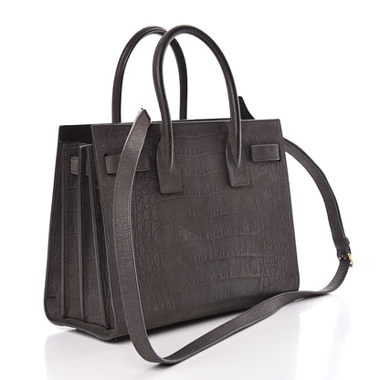 Saint Laurent Crocodile Embossed Nubuck Baby Sac De Jour Dark Anthracite 3 of 12