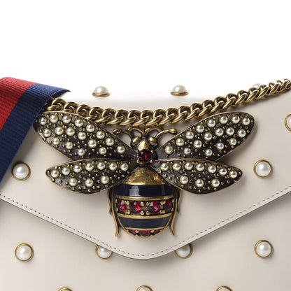 Gucci Nappa Pearl Studded Mini Queen Margaret Broadway Shoulder Bag Mystic White 10 of 11
