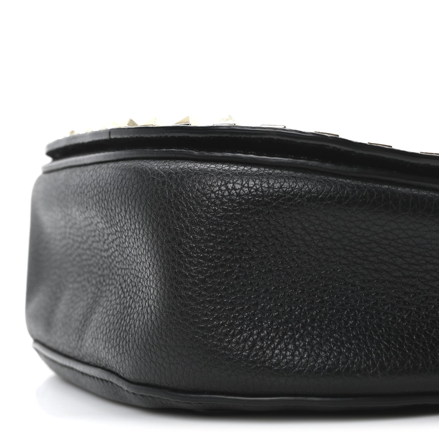 Valentino Garavani Pebbled Calfskin Rockstud Crossbody Saddle Bag Black 9 of 9