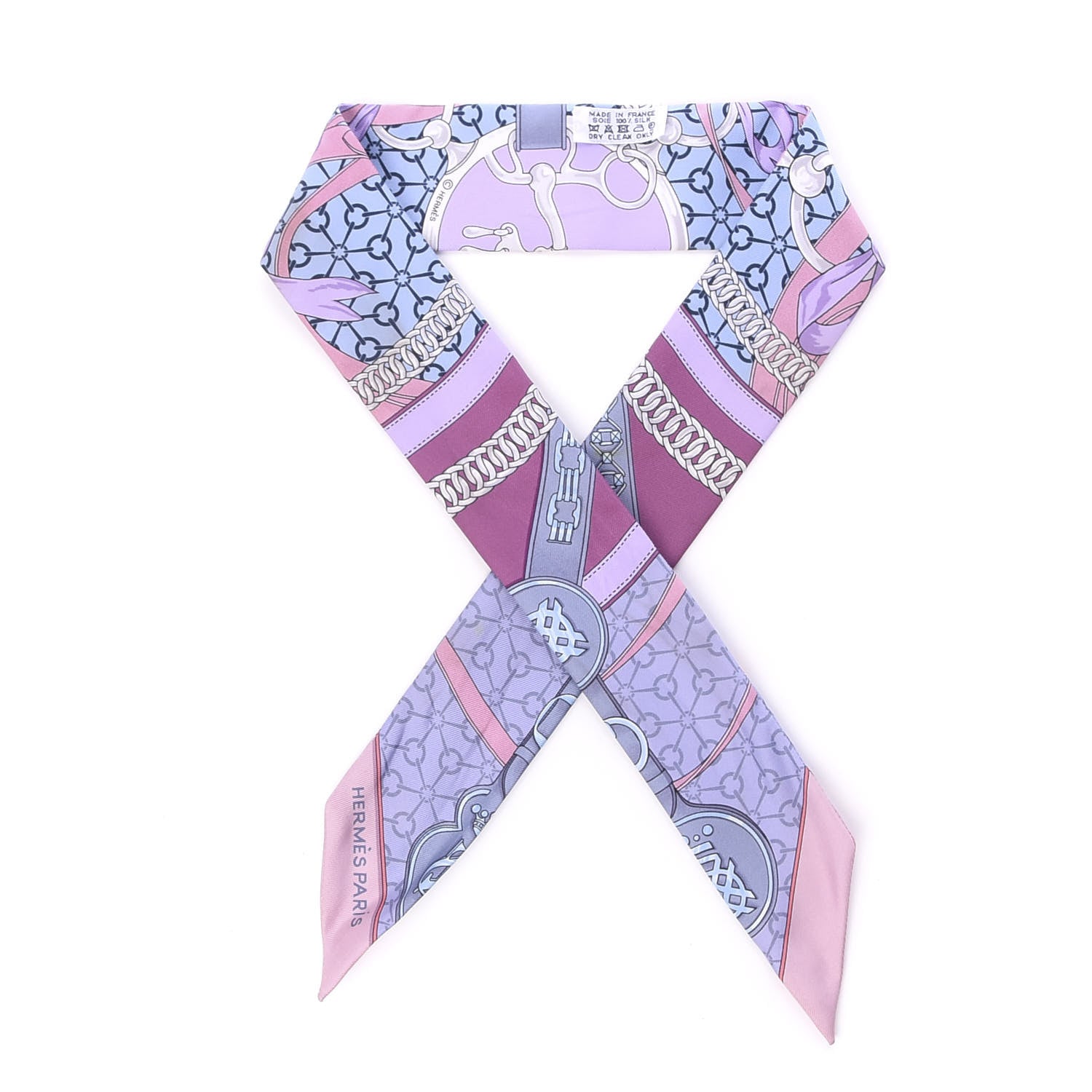 Hermes Silk La Promenade Du Matin Twilly Mauve Ciel Gris 1 of 7