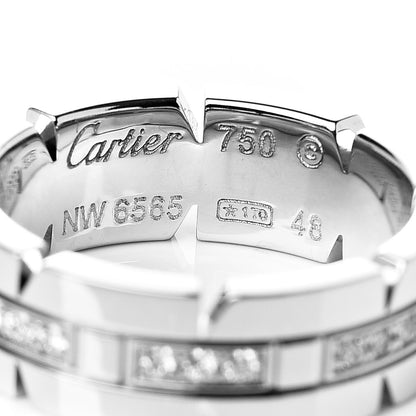 Cartier 18K White Gold Diamond Tank Francaise Band Ring 48 4.5 4 of 4