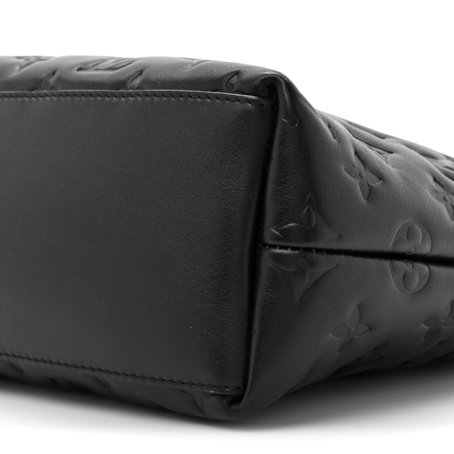 Lambskin Embossed Monogram Coussin Hobo MM Black