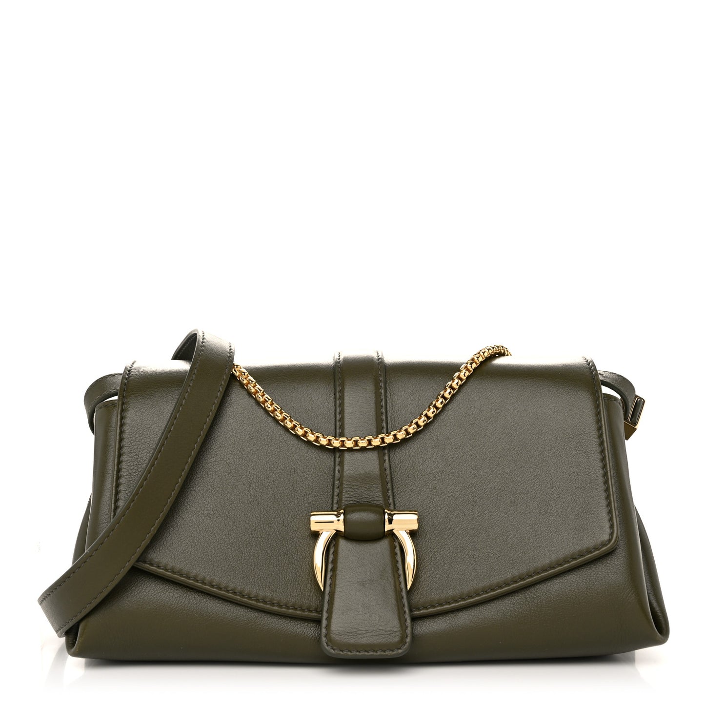 Calfskin XS Front Flap Crossbody Bag New Olive