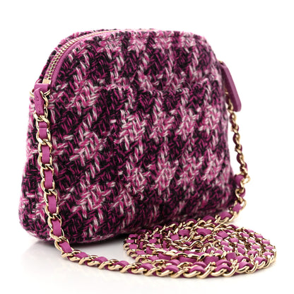 Chanel Tweed Quilted Mini Clutch With Chain Purple 3 of 12