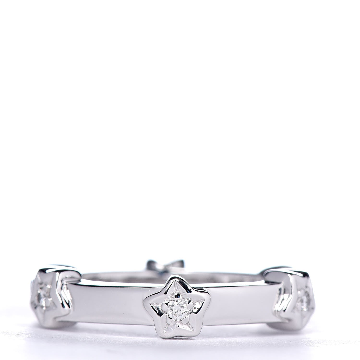 Chanel 18K White Gold Diamond Comete Band Ring 47 4 3 of 6
