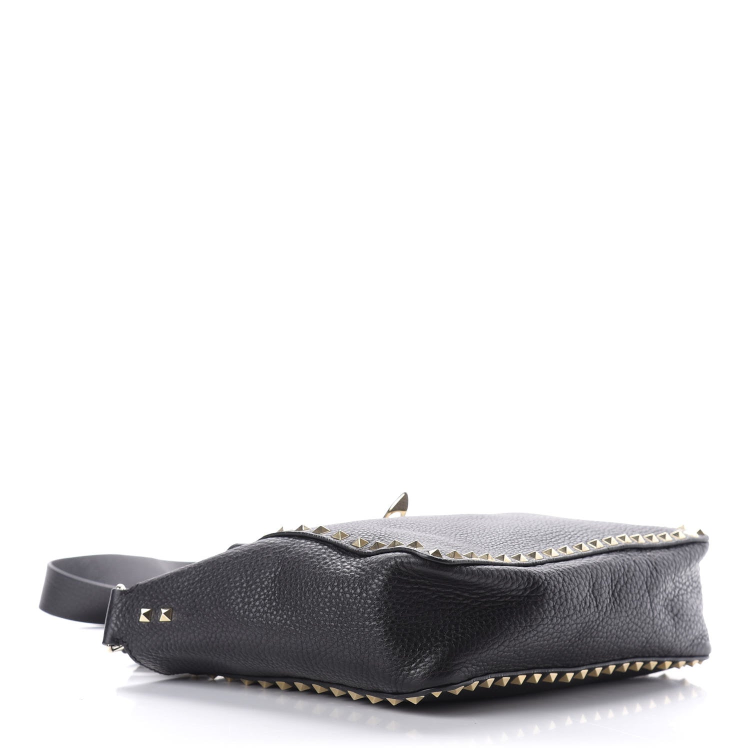 Valentino Garavani Pebbled Calfskin Rockstud Flip Lock Flap Messenger Satchel Black 4 of 12