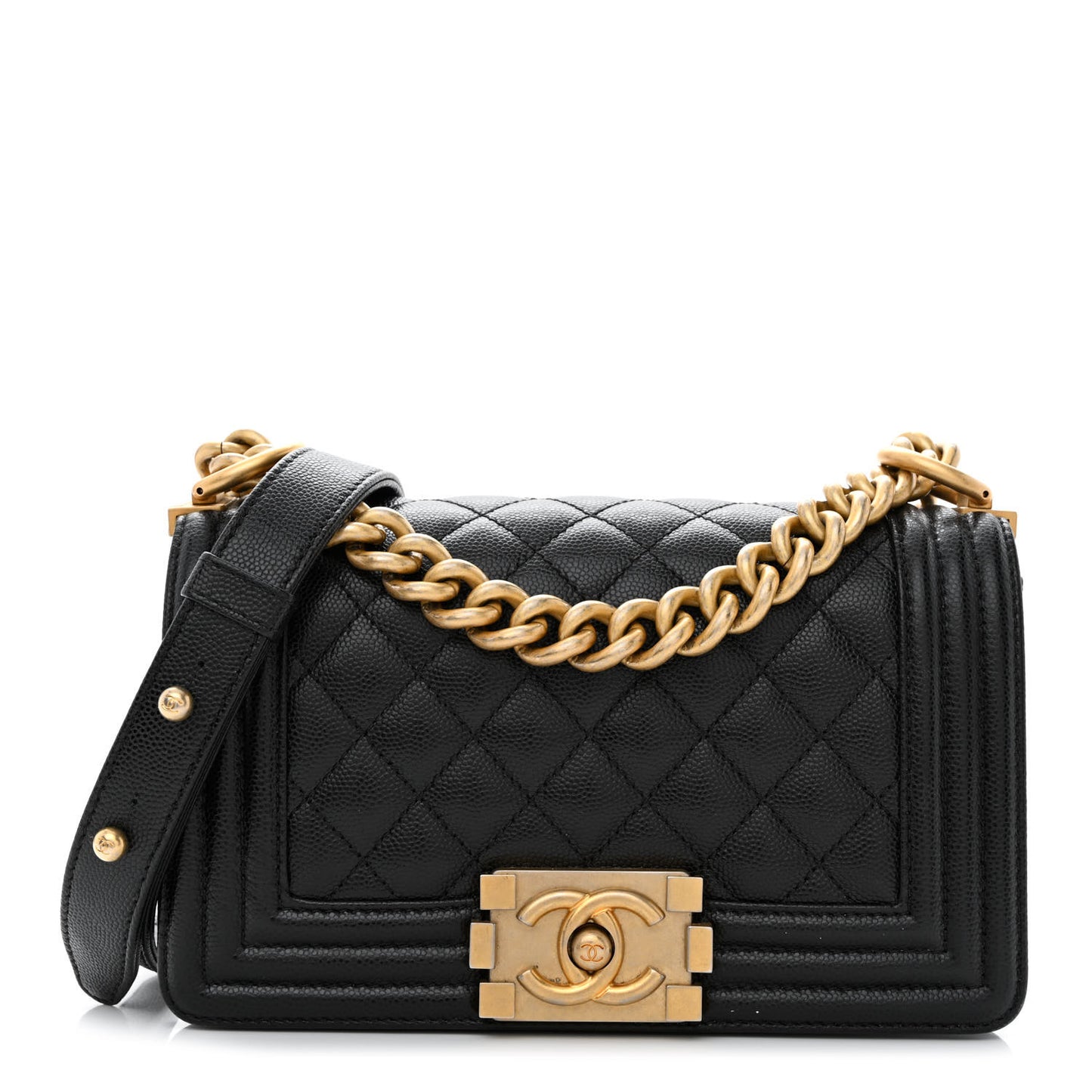 Caviar Quilted Small Boy Flap Black