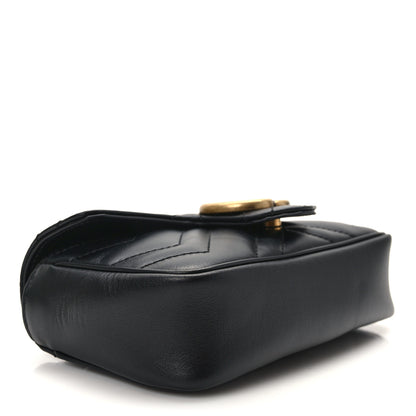 Gucci Calfskin Matelasse Super Mini GG Marmont Shoulder Bag Black 4 of 13