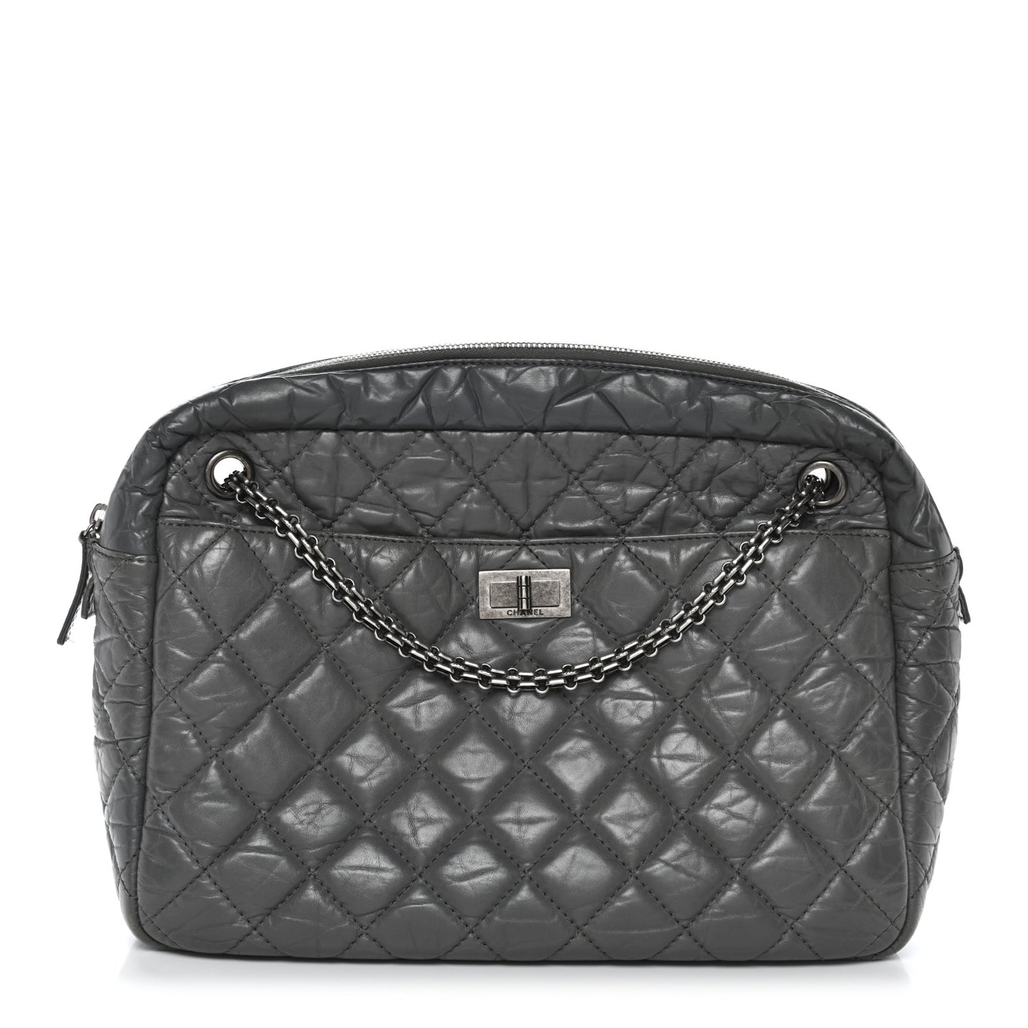 Aged Calfskin Quilted Large Reissue Camera Case Grey