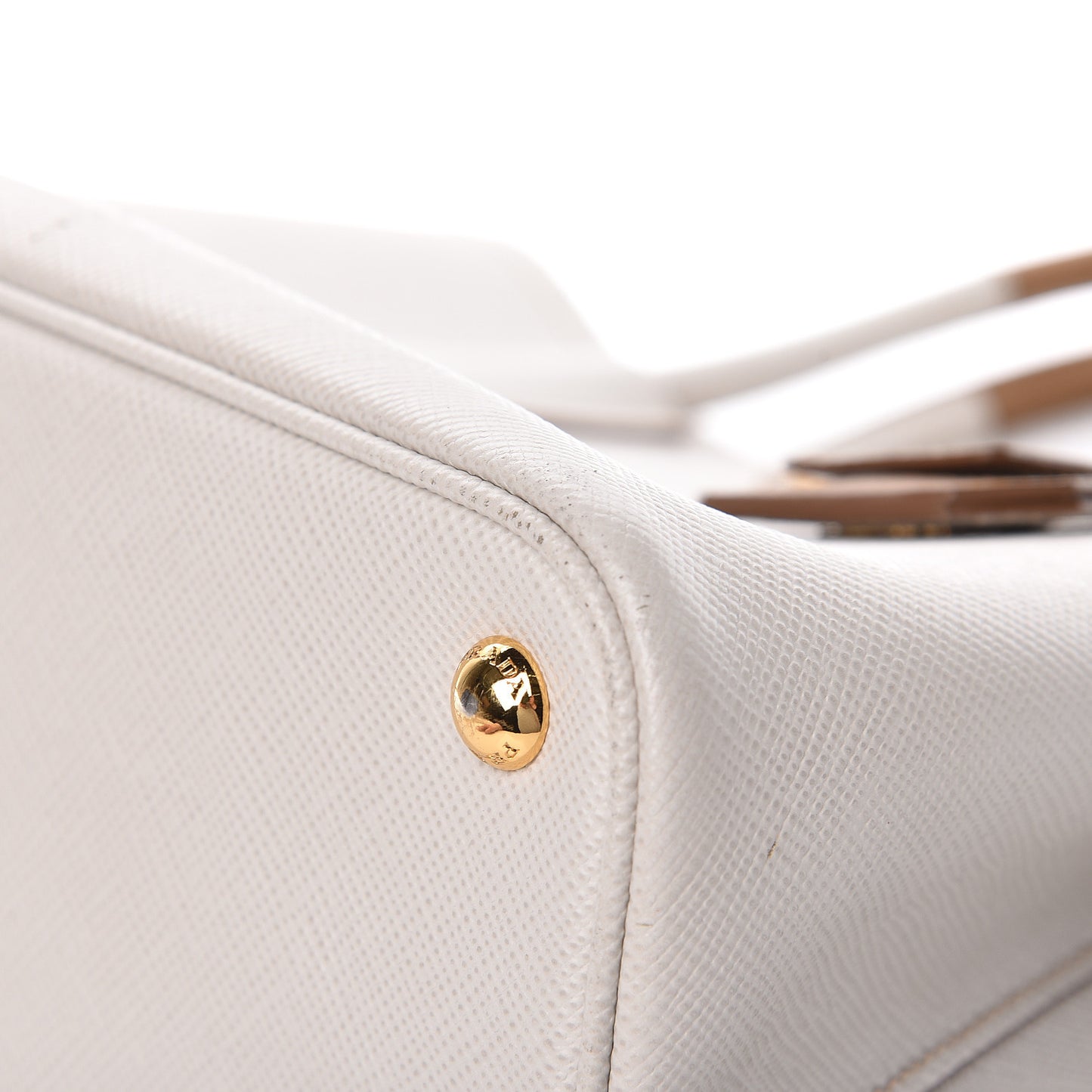 Saffiano Cuir Small Bi-Color Double Bag Talco Caramel