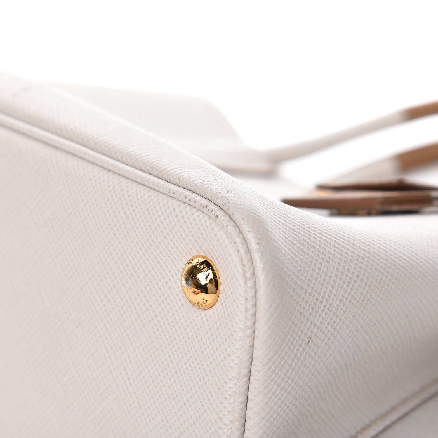 Prada Saffiano Cuir Small Bi-Color Double Bag Talco Caramel 13 of 16
