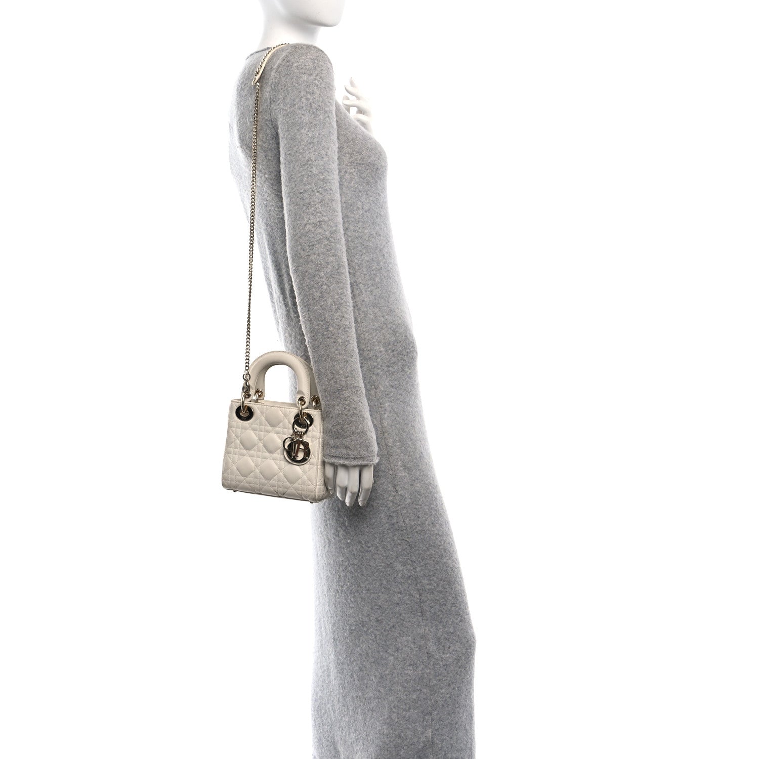 Christian Dior Lambskin Cannage Mini Lady Dior White 2 of 13