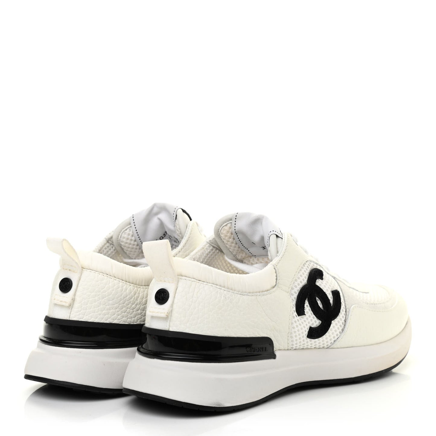 Calfskin Mesh Lycra Suede Womens Logo Sneakers 38 White