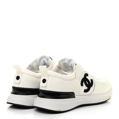Chanel Calfskin Mesh Lycra Suede Womens Logo Sneakers 38 White 4 of 7