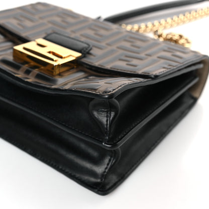 Fendi Vitello Liberty Bi-Color FF 1974 Embossed Small Kan U Shoulder Bag Maya Black 9 of 9