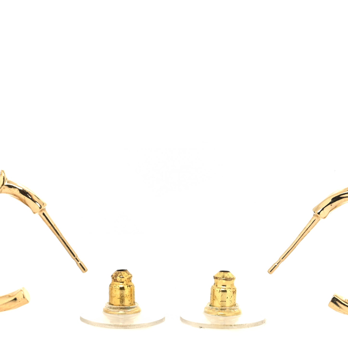 Metal Crystal Studded CC Hoop Drop Earrings Gold
