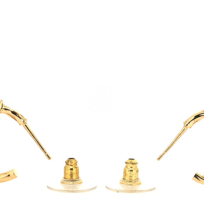 Chanel Metal Crystal Studded CC Hoop Drop Earrings Gold 3 of 4